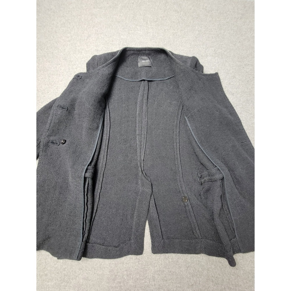 Isabel Marant Women's Wool Blend Herringbone Coat Black Leather Trim - Picture 3 of 9